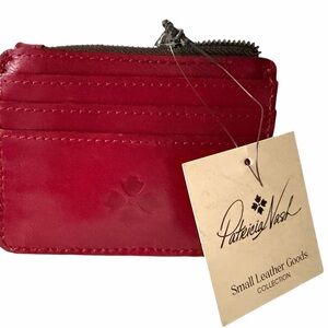 Patricia Nash Distressed Cassie Crimson Leather Cardholder with Zip Coin Pocket